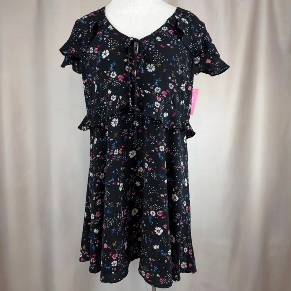 NWT XHILARATION Womens (XXL) 40s Style Peplum Dress Black Lightweight Whimsigoth